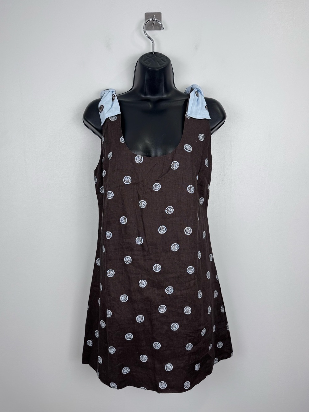ROAME. Women Sandy Brown Polka Dot Mini Dress Size Medium